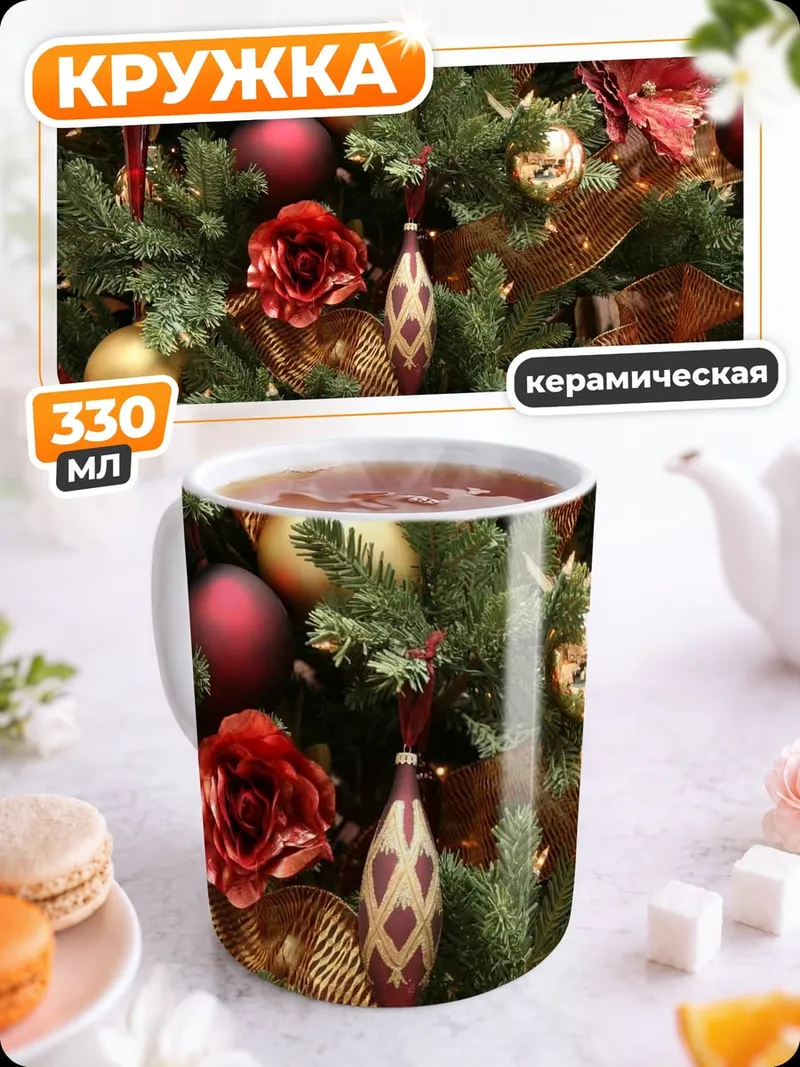 Кружка керамическая Украшенная елка