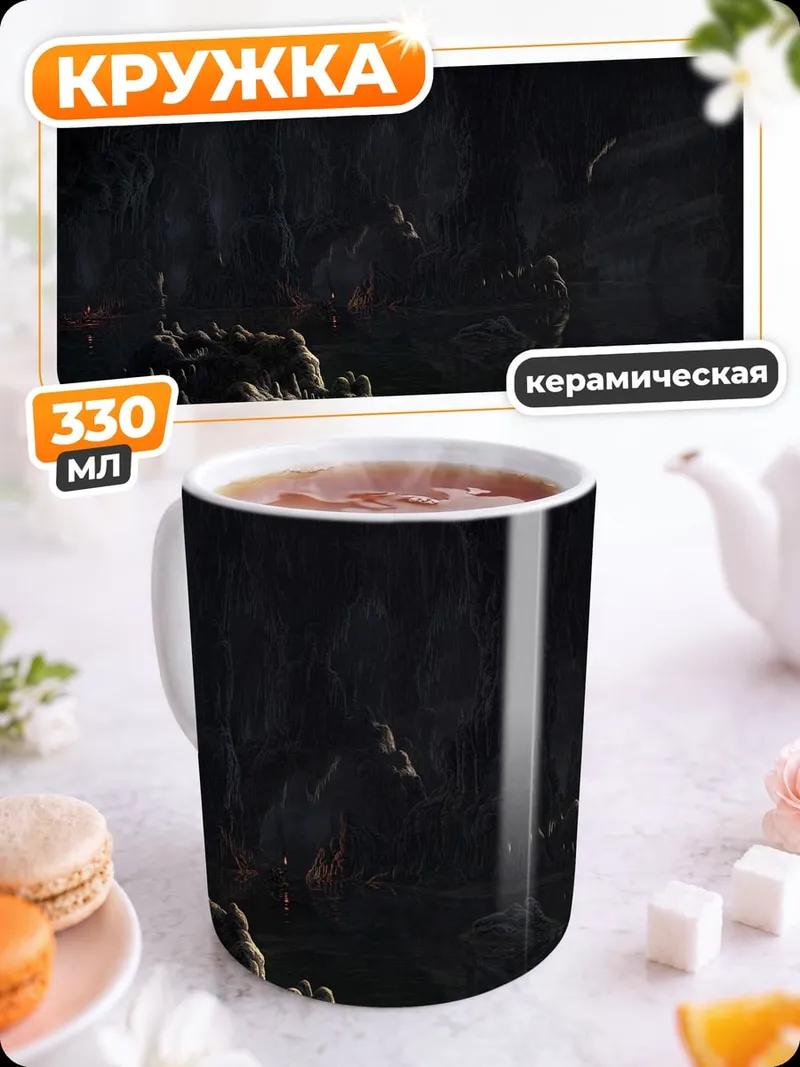 Кружка керамическая Пещера с зеленым светом