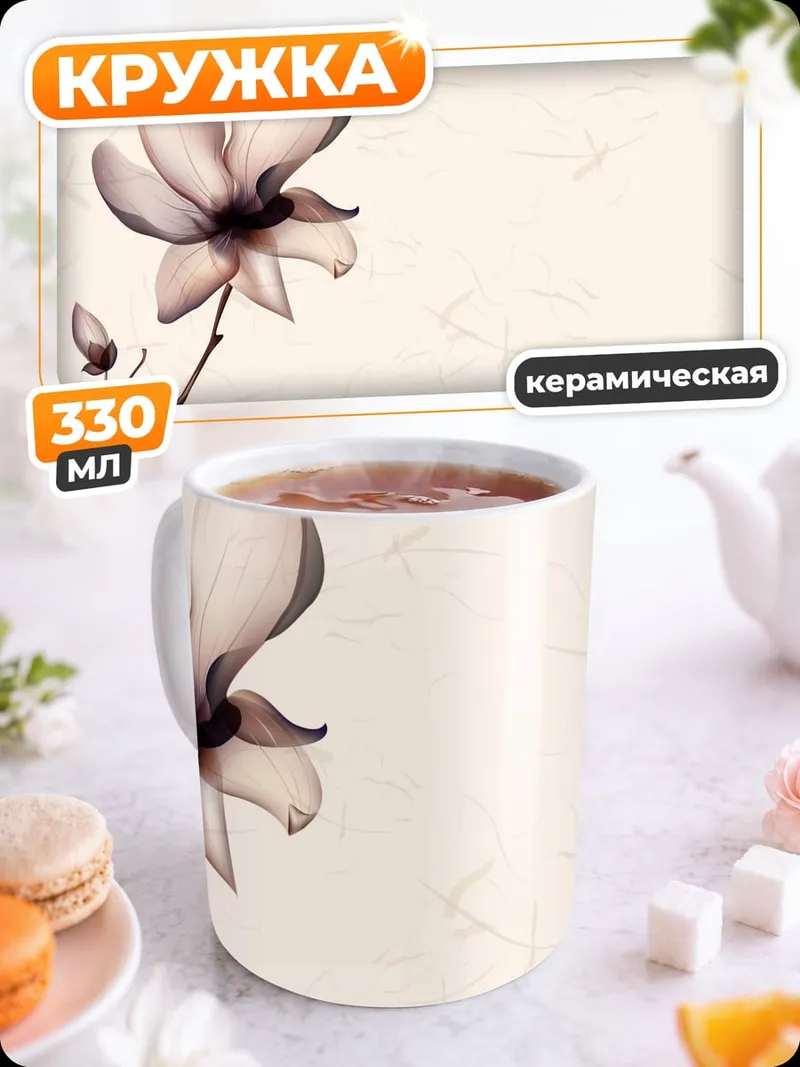 Кружка керамическая Цветок магнолии