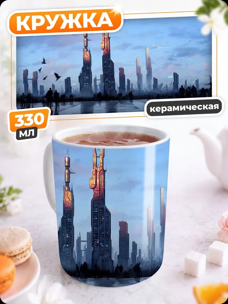 Кружка керамическая Футуристический город
