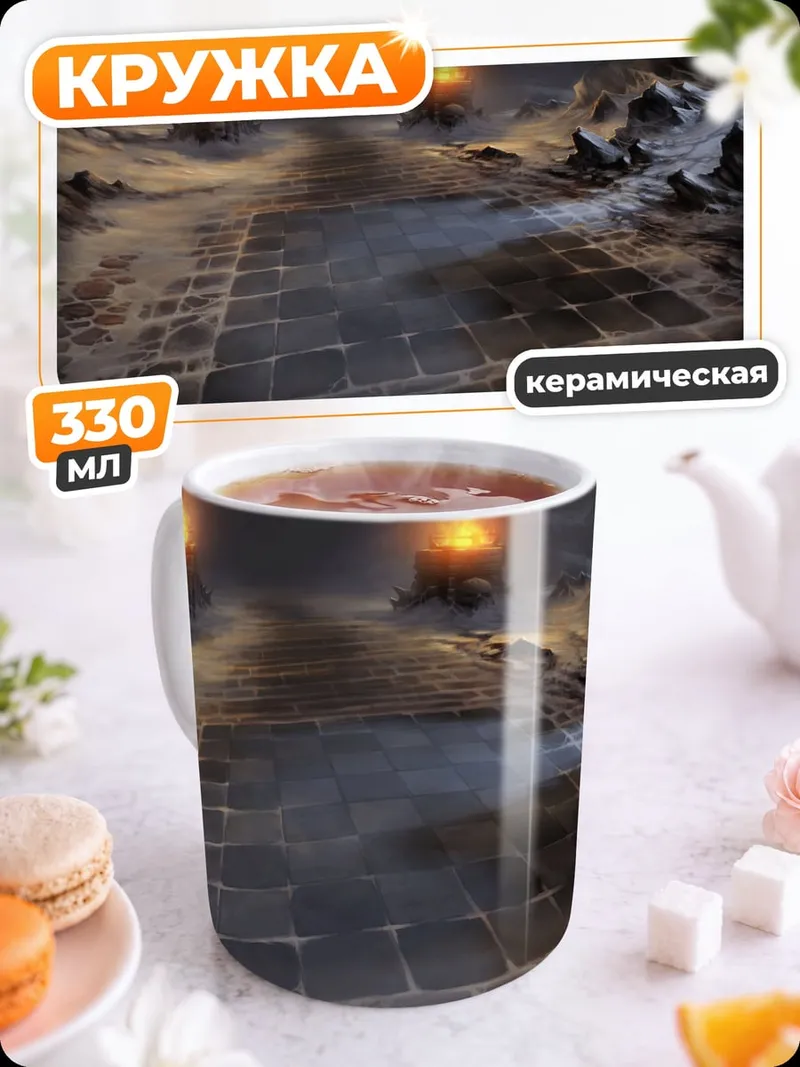 Кружка керамическая мистический путь факелы