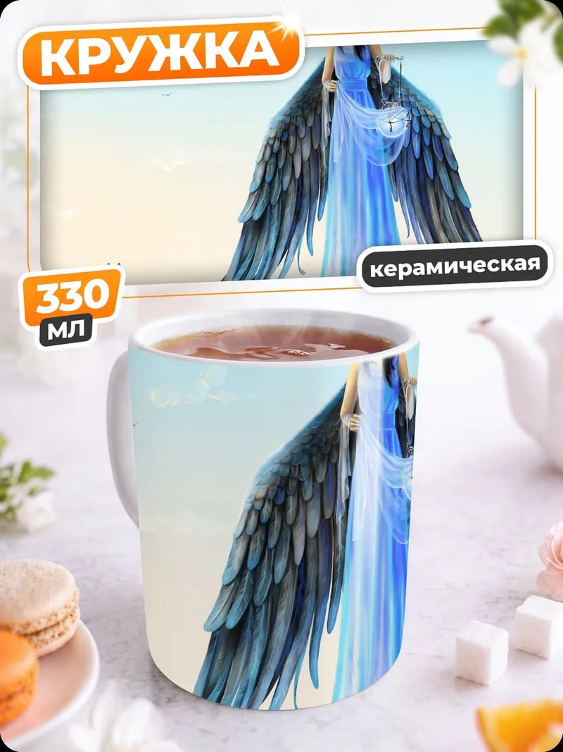 Кружка керамическая Ангел с котом