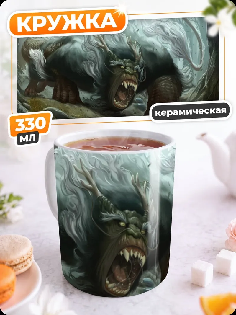 Кружка керамическая Страшный зверь в лесу