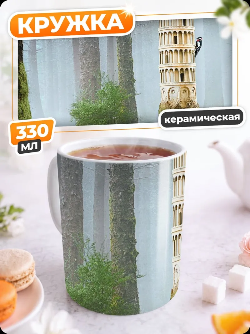 Кружка керамическая Пизанская башня в лесу