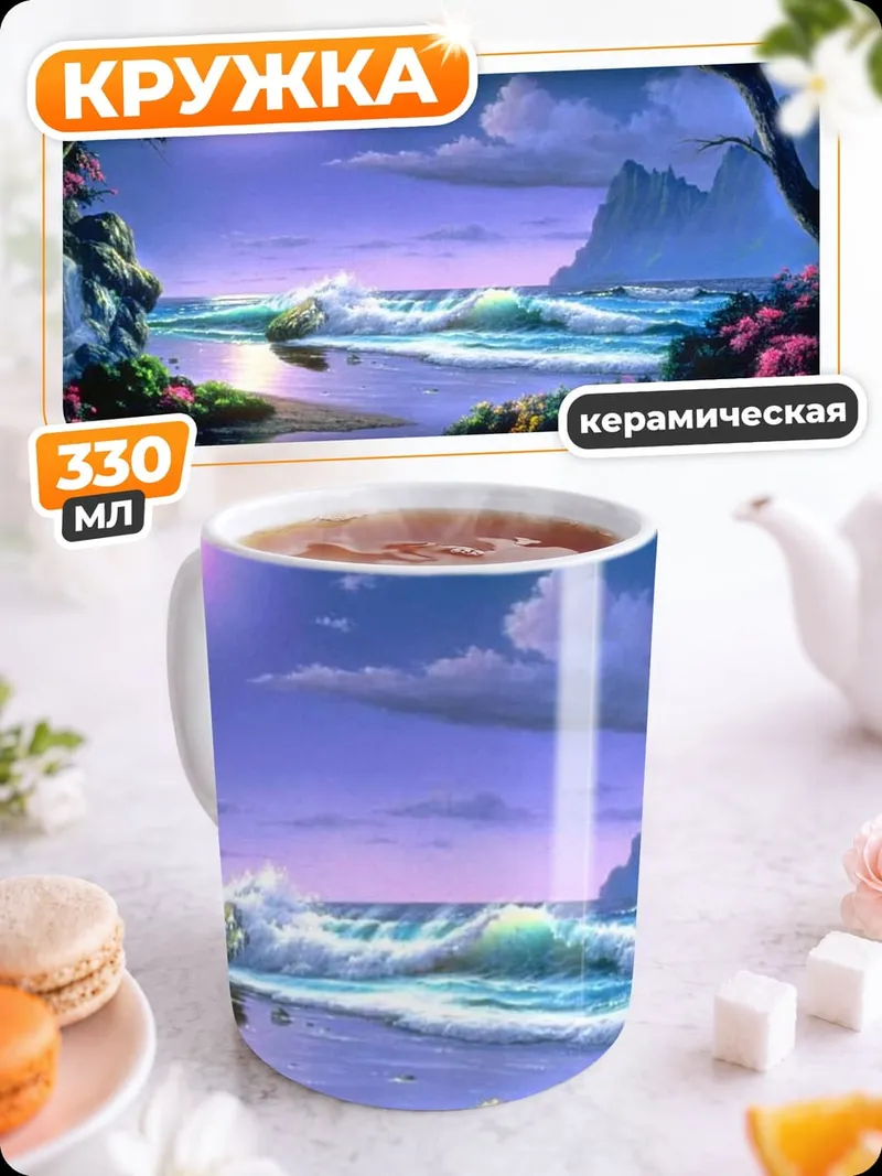 Кружка керамическая Тропический пляж луна