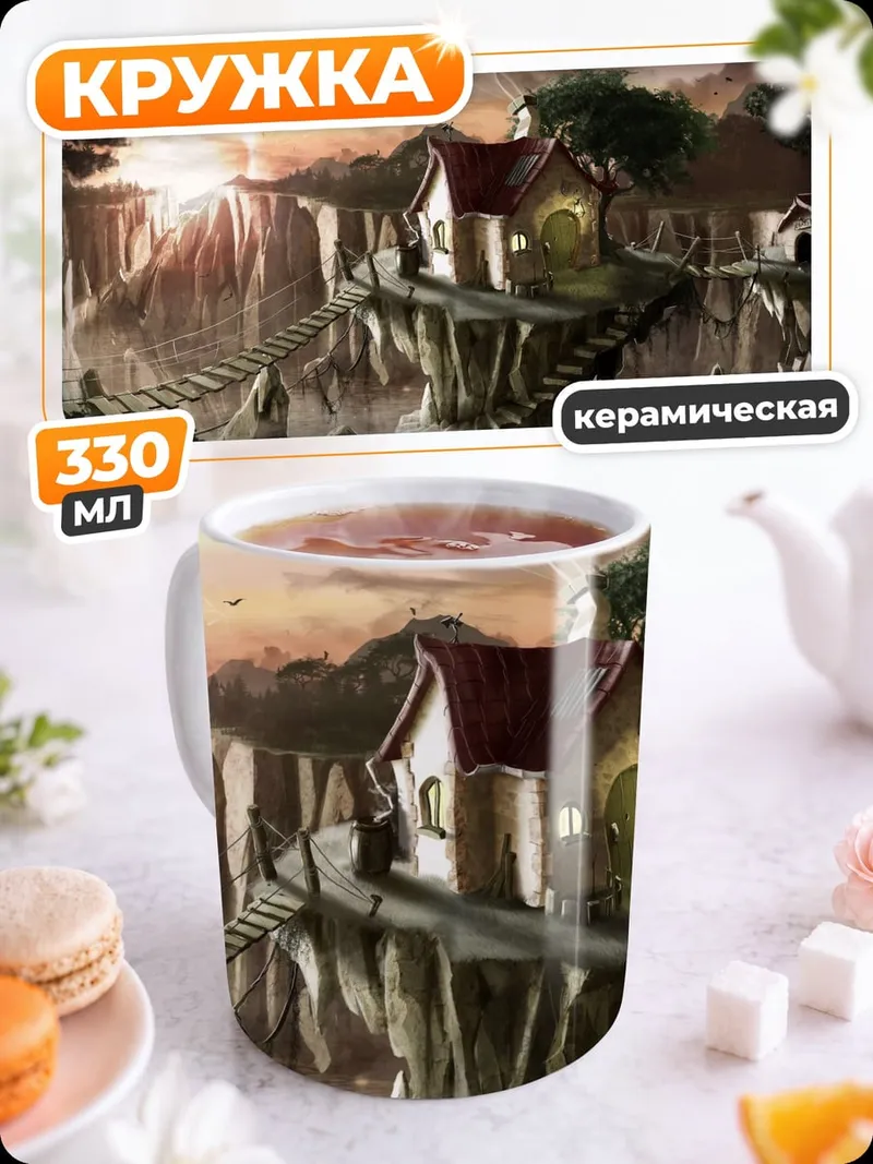Кружка керамическая Горная деревня