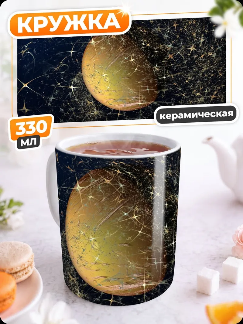 Кружка керамическая планета в космосе