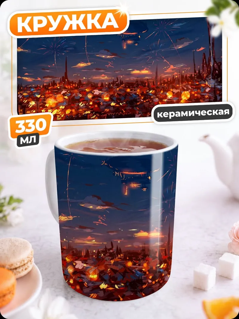 Кружка керамическая Футуристический город