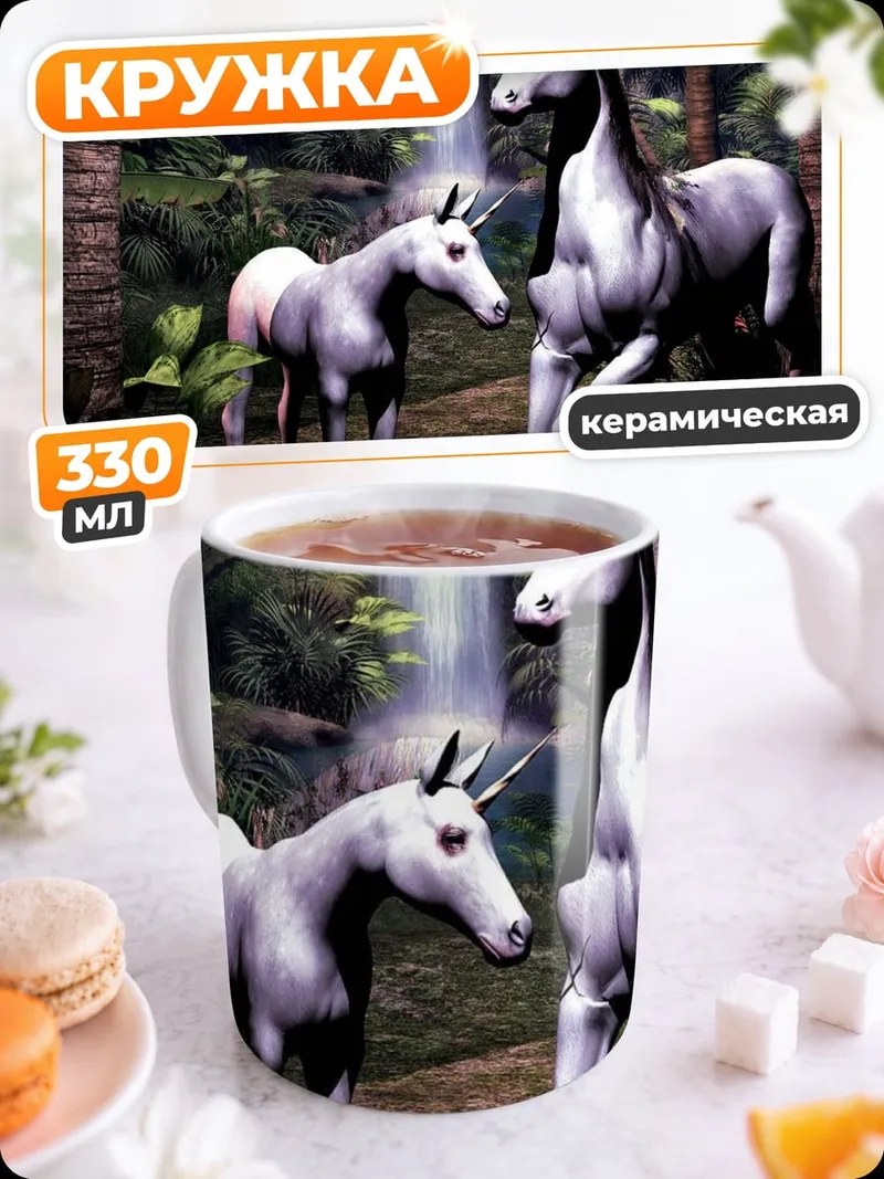 Кружка керамическая Два единорога