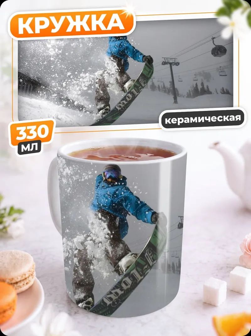 Кружка керамическая Сноубордист в полете