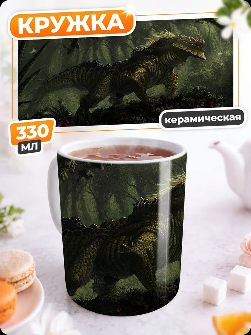 Кружка керамическая Динозавр в джунглях