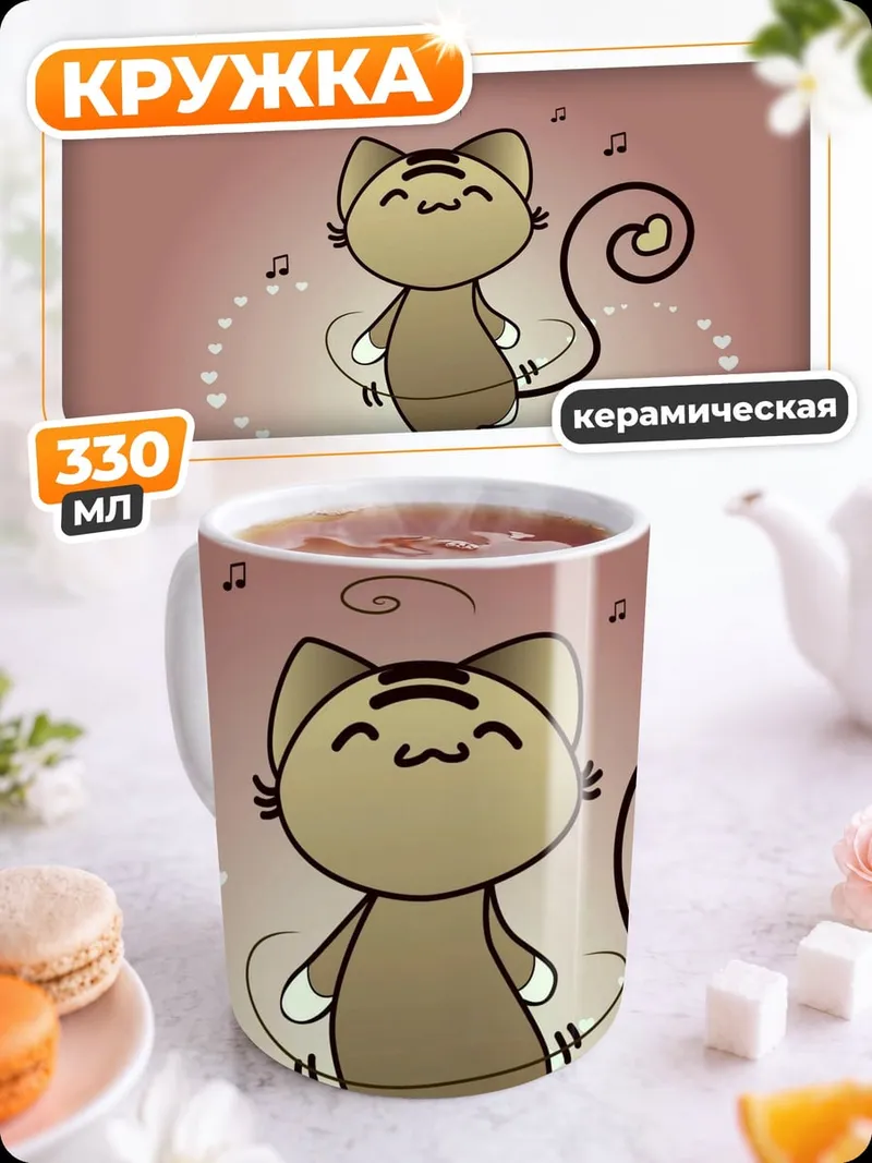 Кружка керамическая Танцующий кот