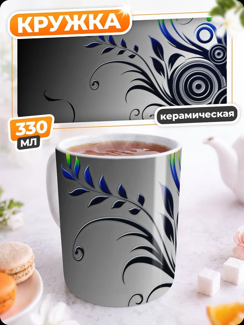 Кружка керамическая Цветочная геометрия
