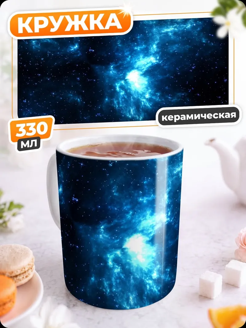 Кружка керамическая космическая туманность сияет