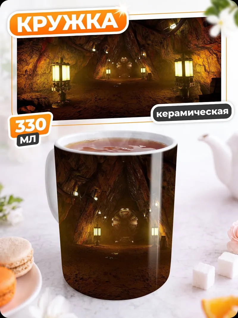 Кружка керамическая Пещера с фонарями