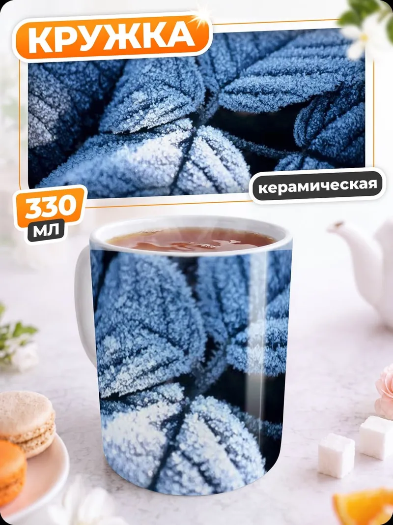 Кружка керамическая Замороженные листья