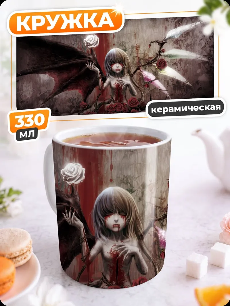 Кружка керамическая Ангел с розой