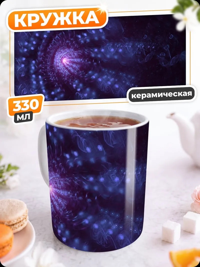 Кружка керамическая Фиолетовая спираль