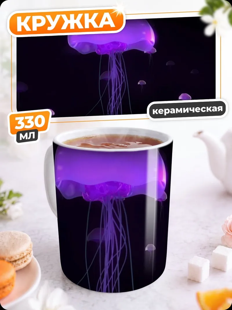Кружка керамическая Фиолетовые медузы