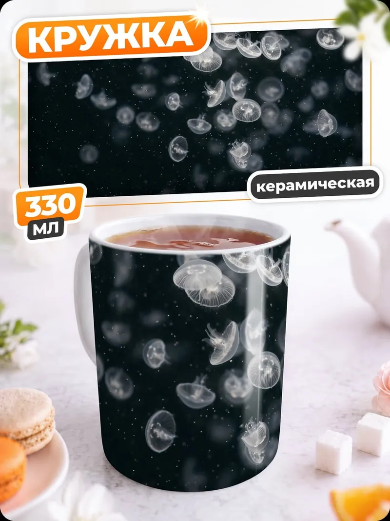Кружка керамическая Стая медуз