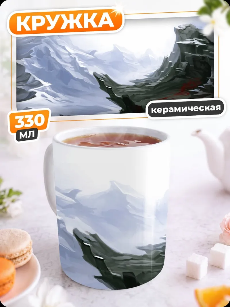 Кружка керамическая Ледяные горы рассвет