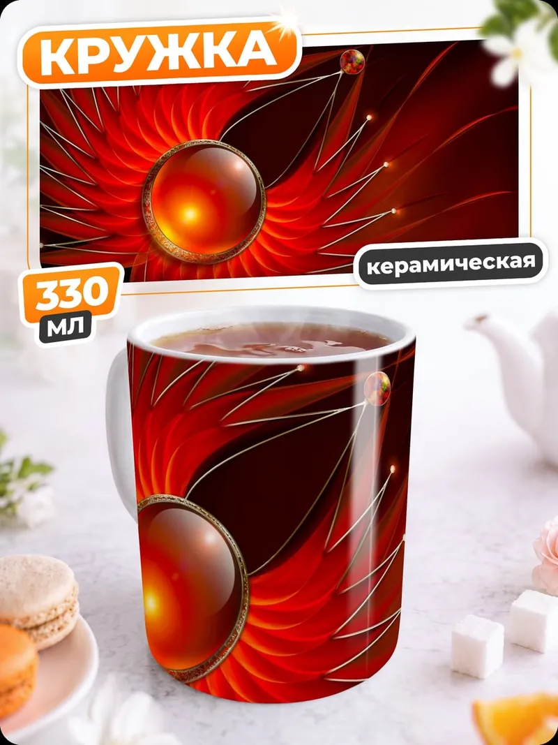 Кружка керамическая Красная спираль