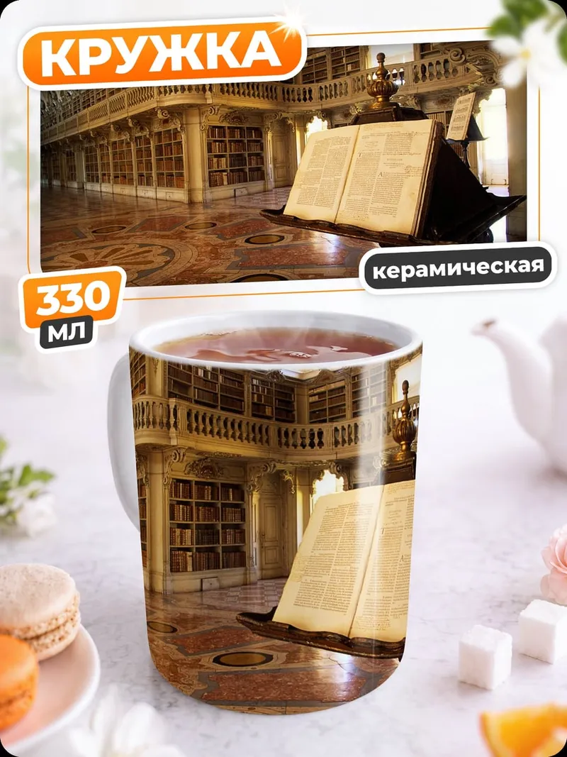 Кружка керамическая Старинная библиотека