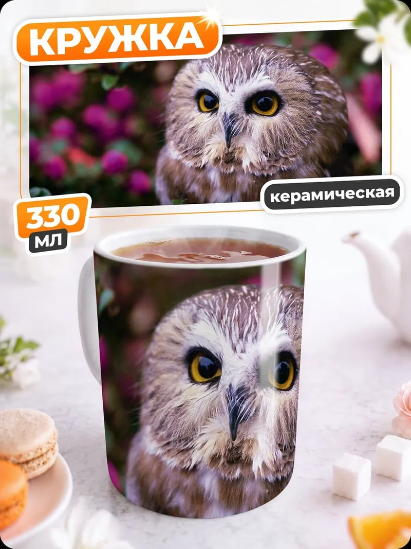 Кружка керамическая Сова в цветах