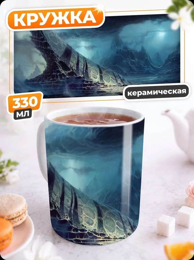 Кружка керамическая Фантастический пейзаж шторм