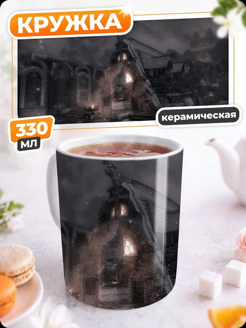 Кружка керамическая мрачный замок