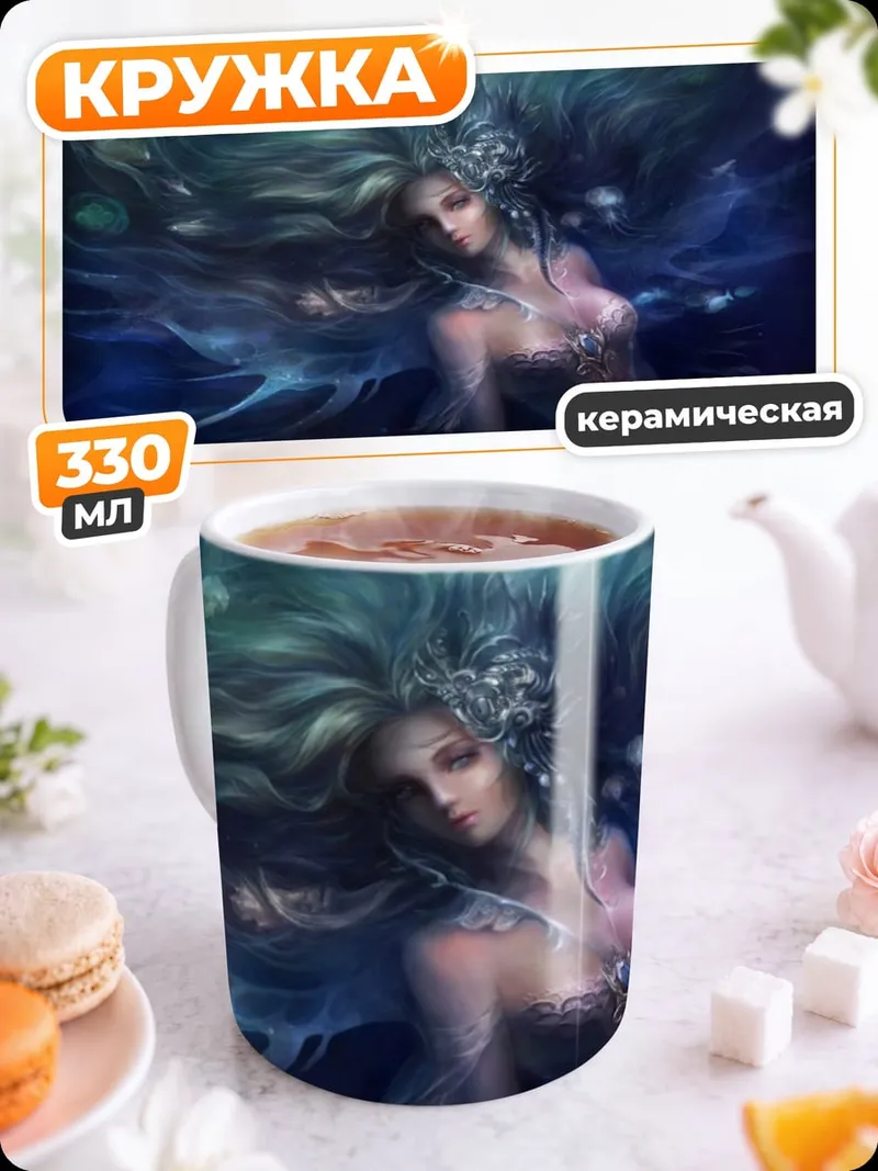 Кружка керамическая Русалка в глубине