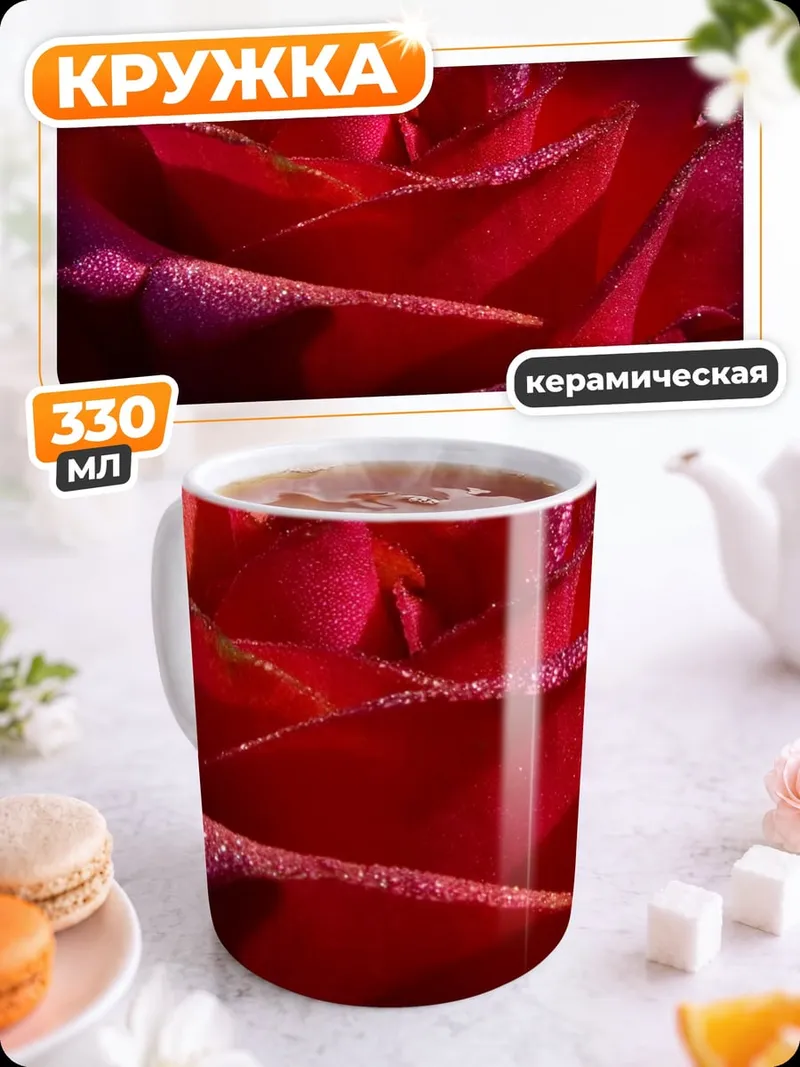 Кружка керамическая Красная роза