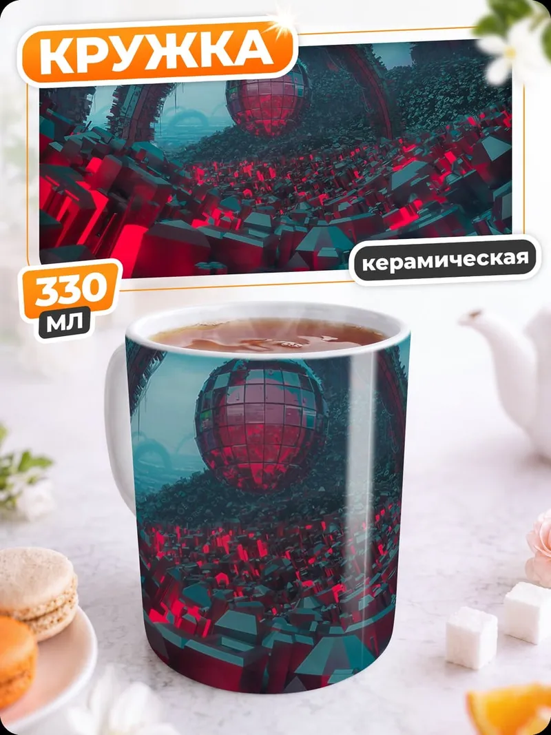 Кружка керамическая Киберпанк сфера в туннеле