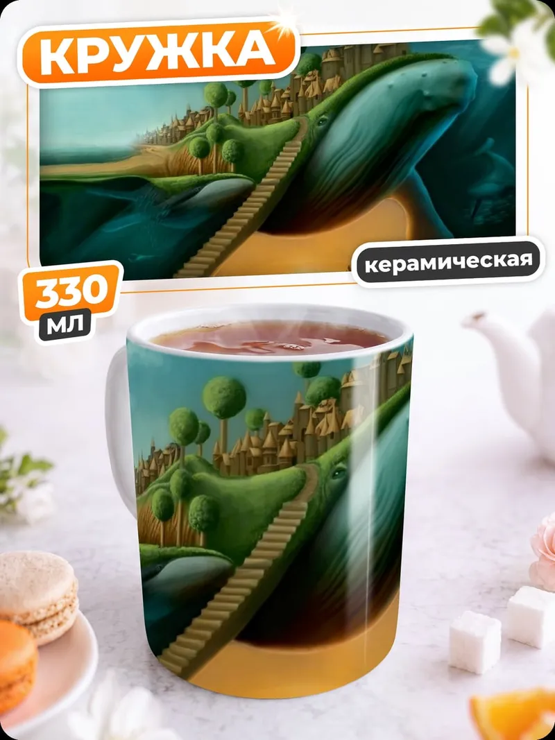 Кружка керамическая Город на спине кита