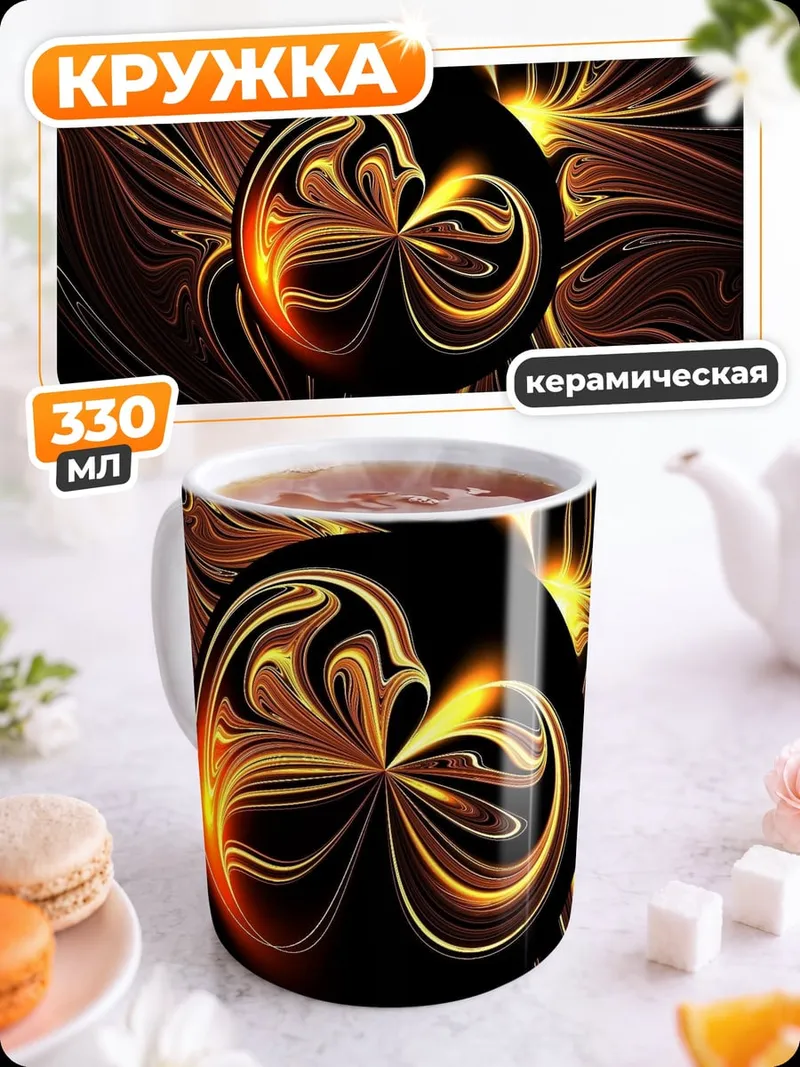 Кружка керамическая Золотая спираль