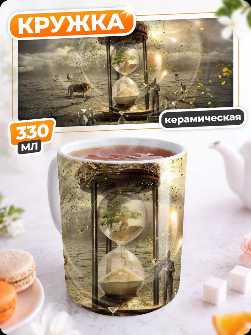 Кружка керамическая песочные часы времени