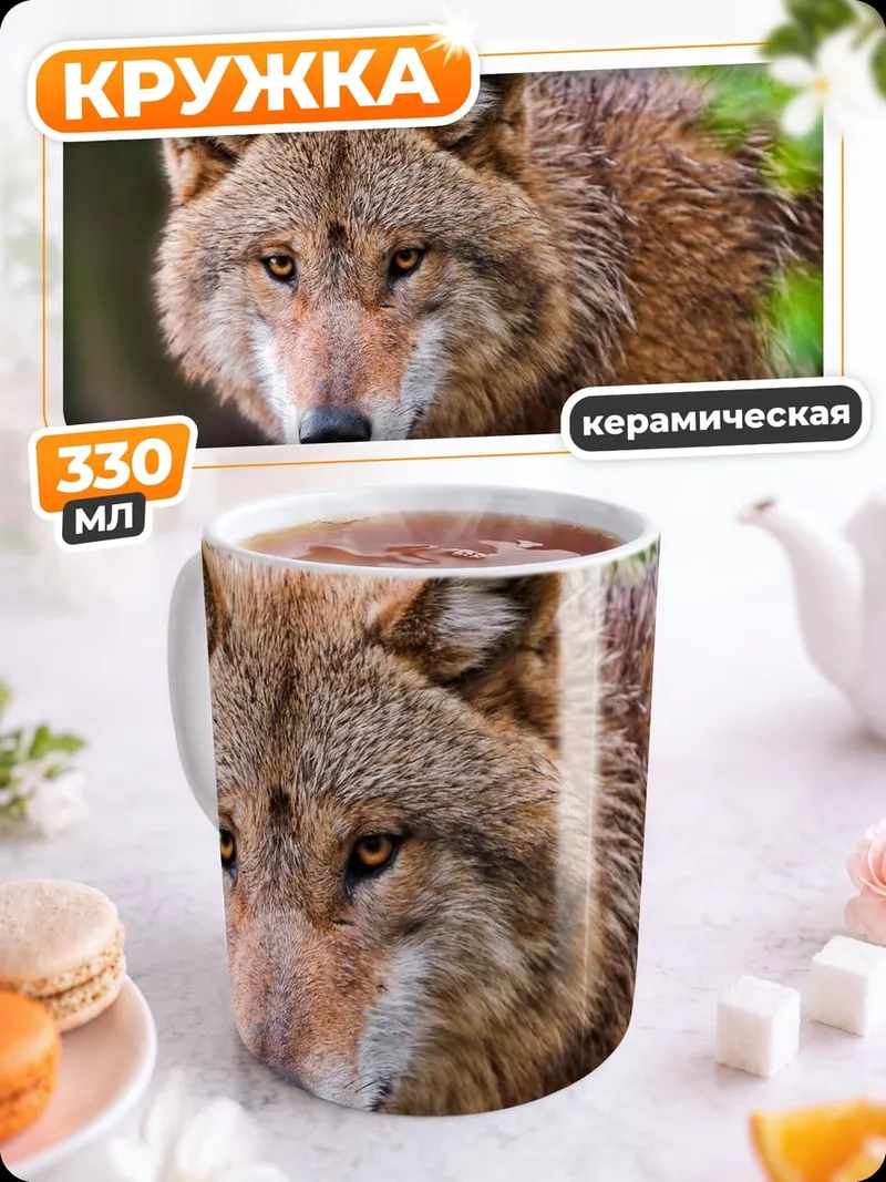Кружка керамическая Портрет волка