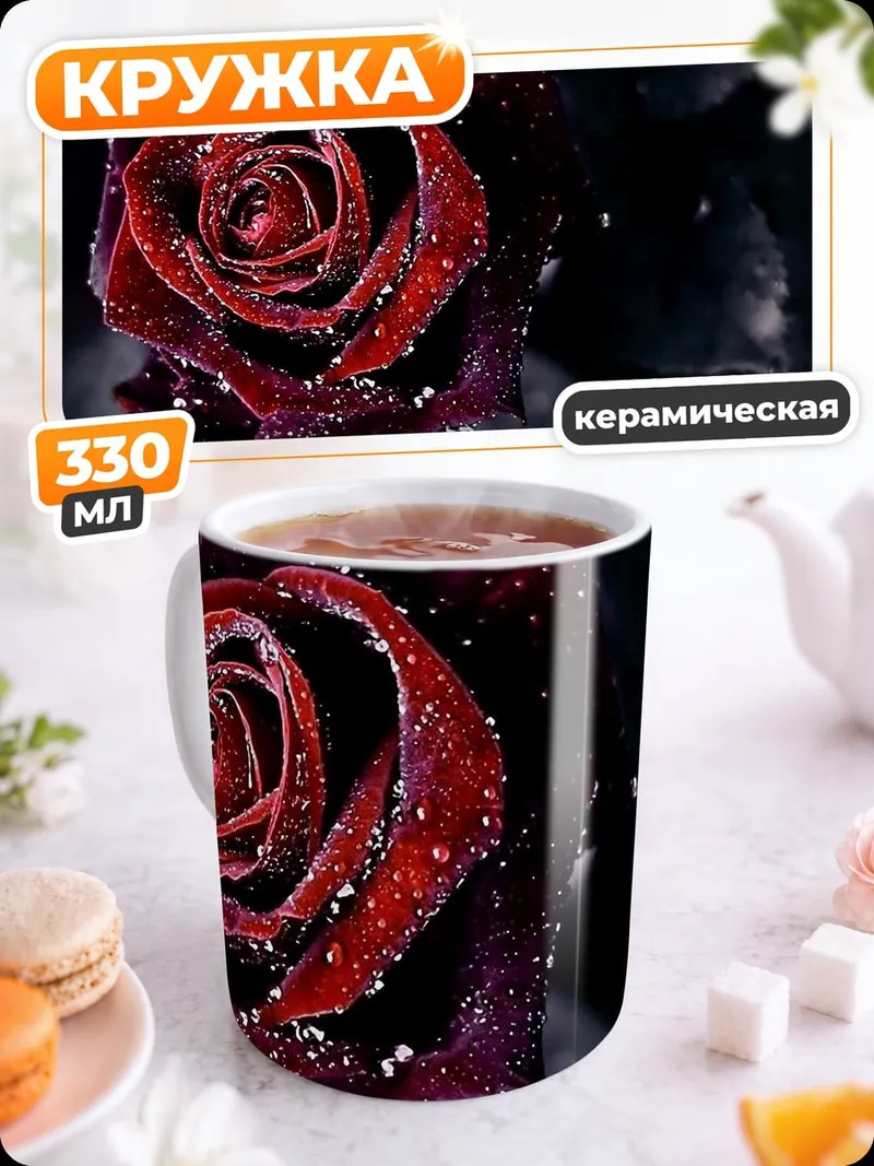Кружка керамическая Красная роза