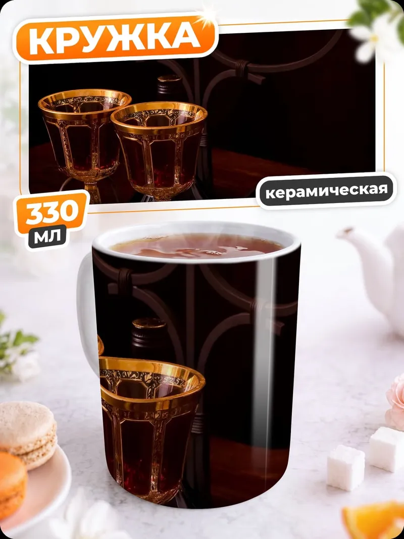 Кружка керамическая свечи и вино
