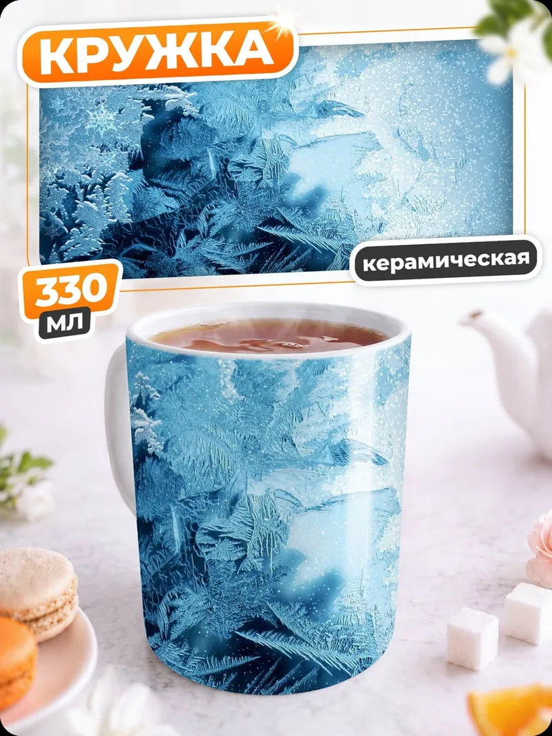 Кружка керамическая морозные узоры