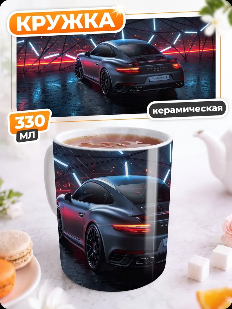 Кружка керамическая Спортивное авто неон