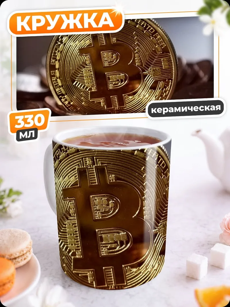 Кружка керамическая Золотой биткоин монета