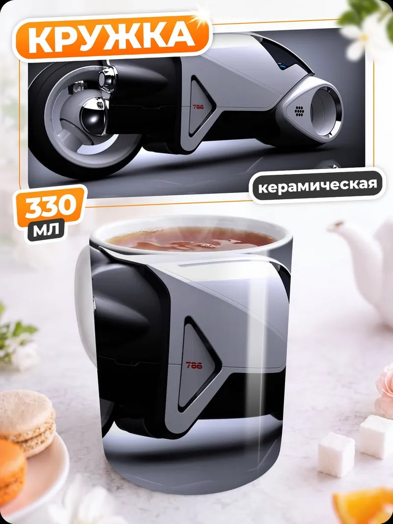 Кружка керамическая Футуристический мотоцикл