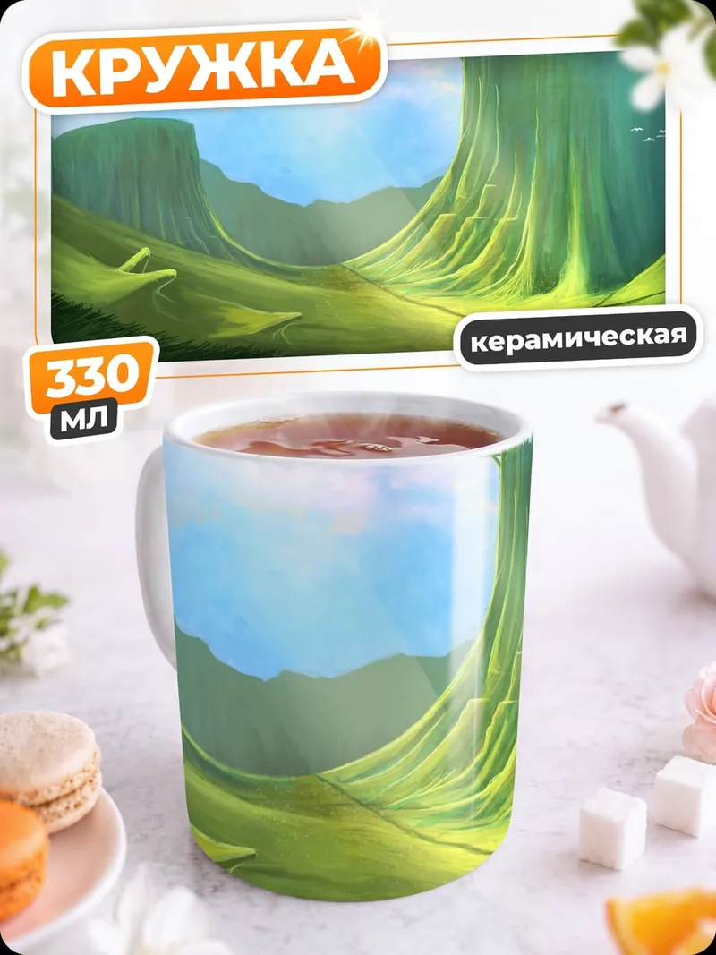 Кружка керамическая Зеленые холмы