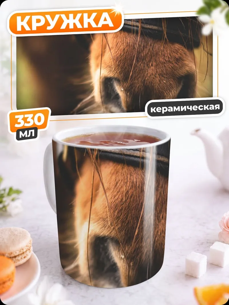 Кружка керамическая Крупный план морды лошади