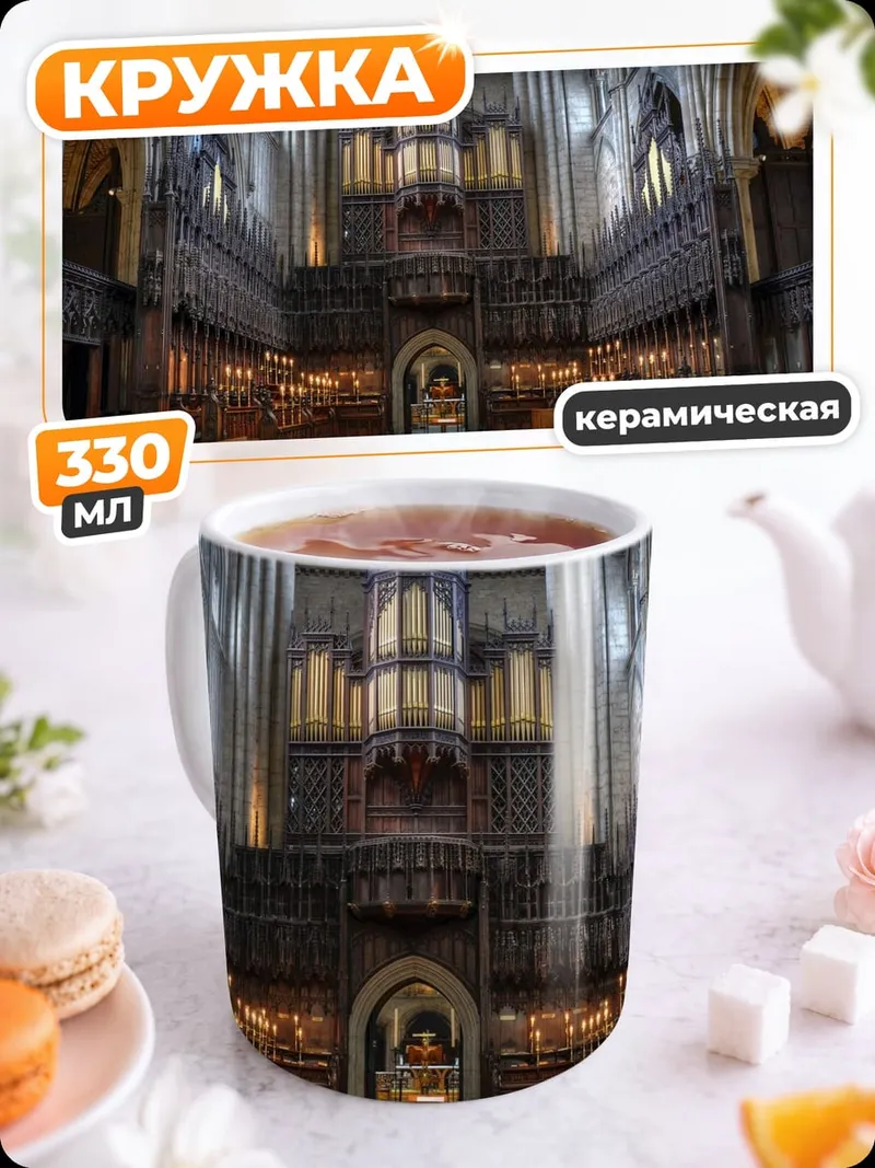 Кружка керамическая Интерьер готического собора