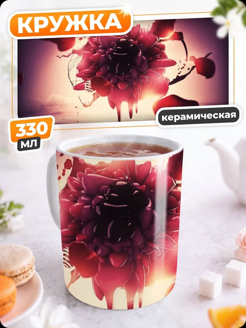Кружка керамическая Абстрактная красная форма
