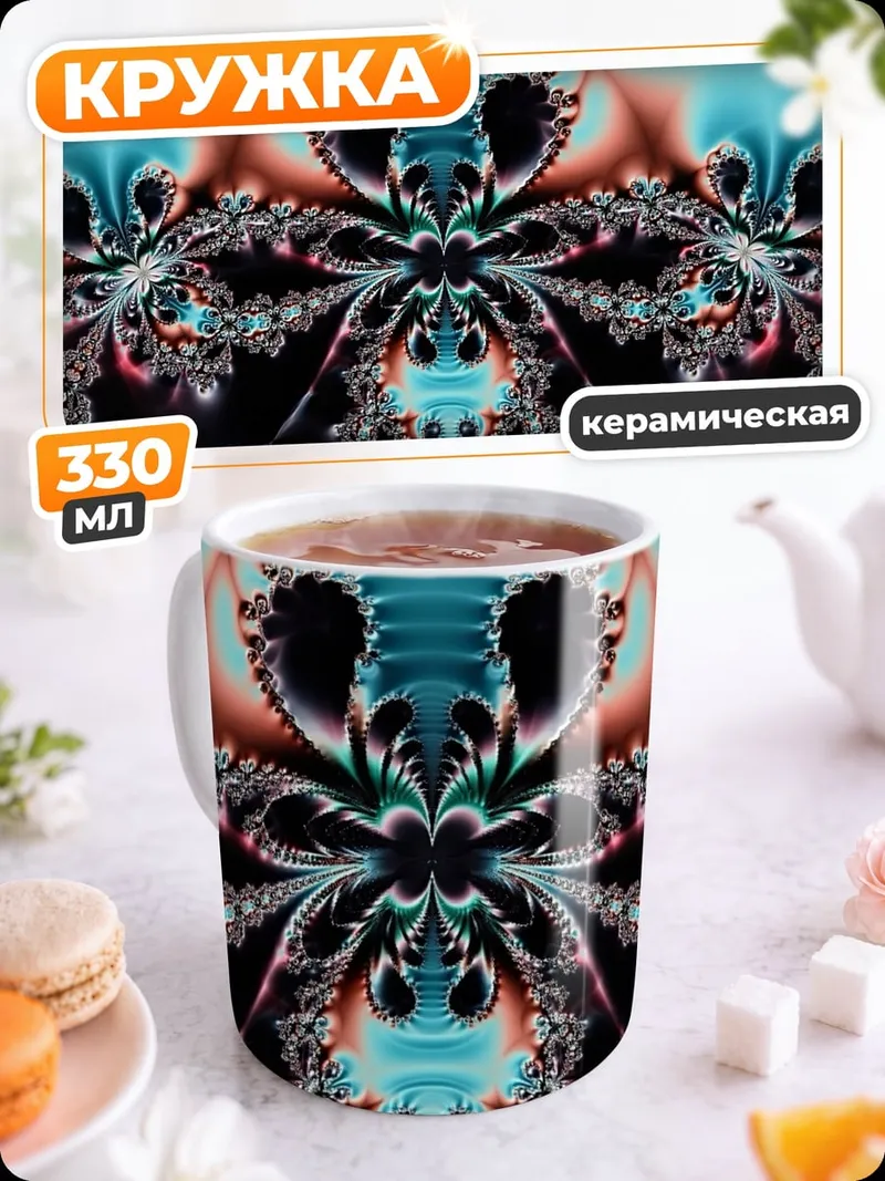 Кружка керамическая неоновая абстракция
