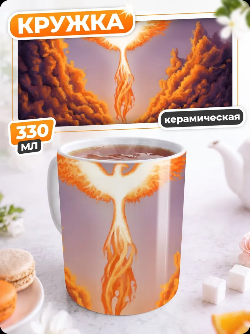 Кружка керамическая огненный феникс