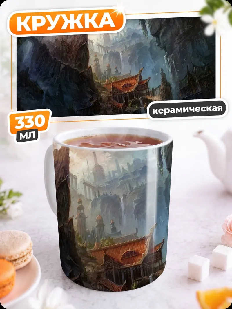 Кружка керамическая фэнтези горная долина
